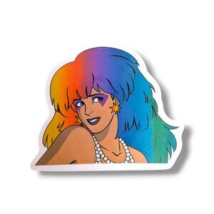 Jem and the Holograms Vinyl Sticker (KK33): Jem with Rainbow Hair, 1.75 in.